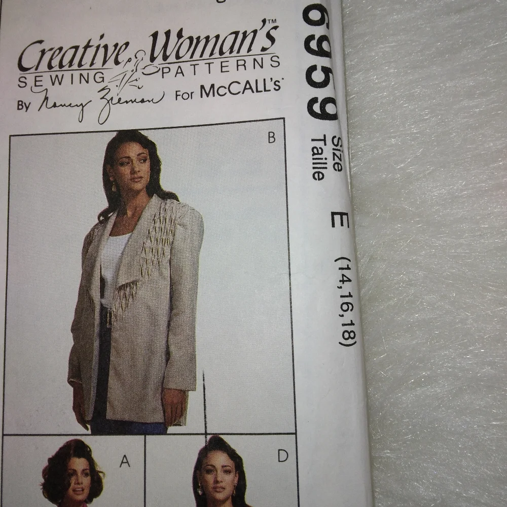 McCall's 6959 Misses unlined jacket Size 14-16-18 Creative Woman's Nancy Zieman
